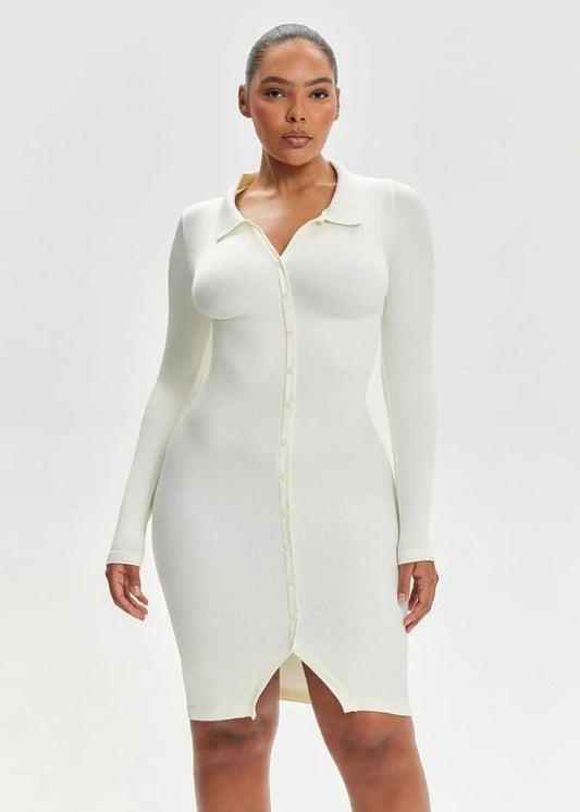 Curvehaus Snatched Knit Midi Shirt Dress