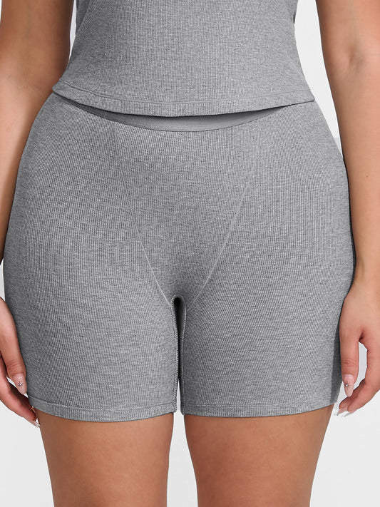 Curvehaus Lounge Curvehaus Modal Ribbed Mid Waist Lounge Shorts