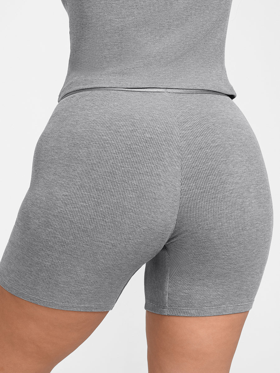 Curvehaus Lounge Curvehaus Modal Ribbed Mid Waist Lounge Shorts