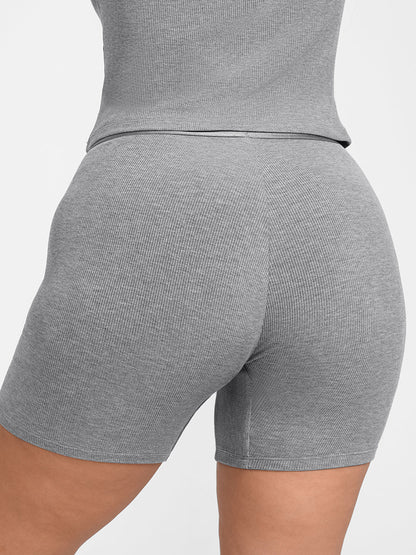 Curvehaus Lounge Curvehaus Modal Ribbed Mid Waist Lounge Shorts
