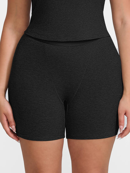 Curvehaus Lounge Curvehaus Modal Ribbed Mid Waist Lounge Shorts