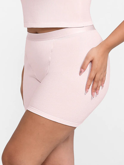 Curvehaus Lounge Curvehaus Modal Ribbed Mid Waist Lounge Shorts