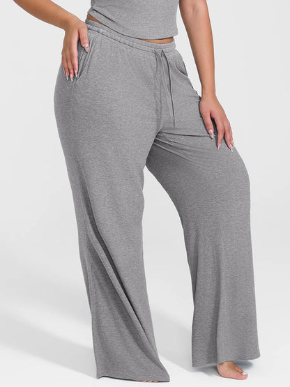 Curvehaus Modal Ribbed Wide Leg Lounge Pants
