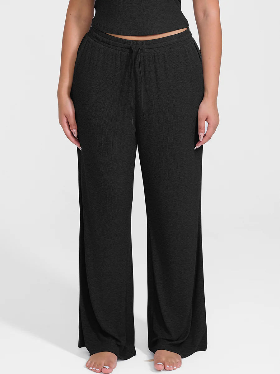 Curvehaus Modal Ribbed Wide Leg Lounge Pants