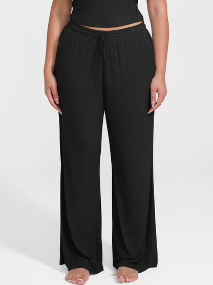 Curvehaus Modal Ribbed Wide Leg Lounge Pants