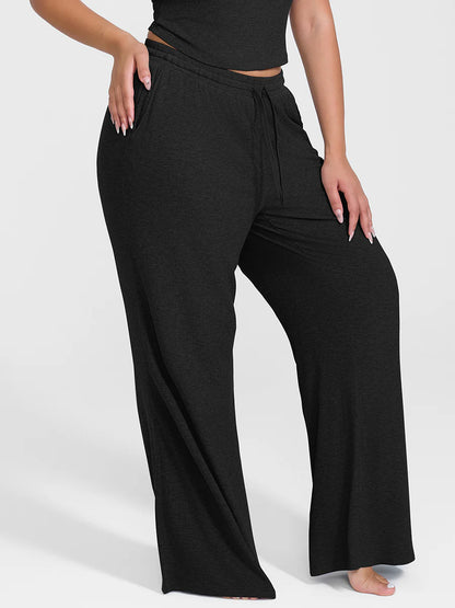 Curvehaus Modal Ribbed Wide Leg Lounge Pants