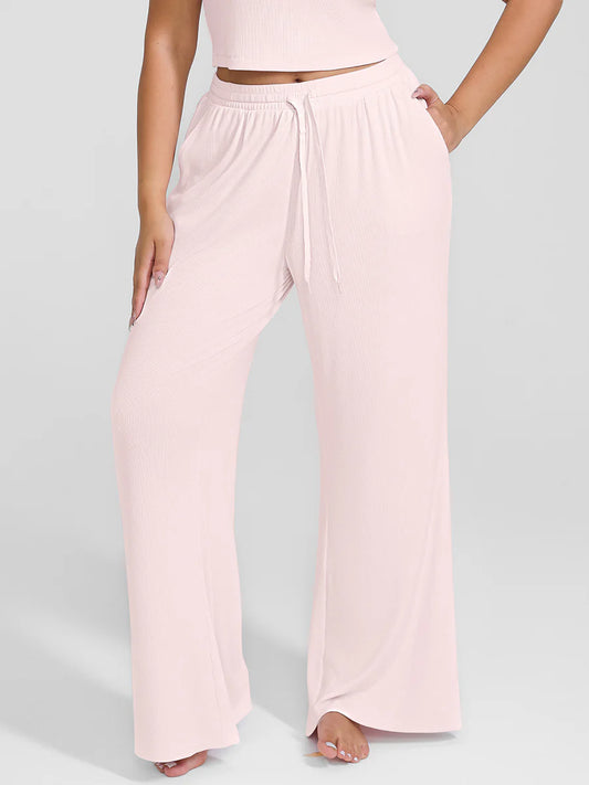 Curvehaus Modal Ribbed Wide Leg Lounge Pants