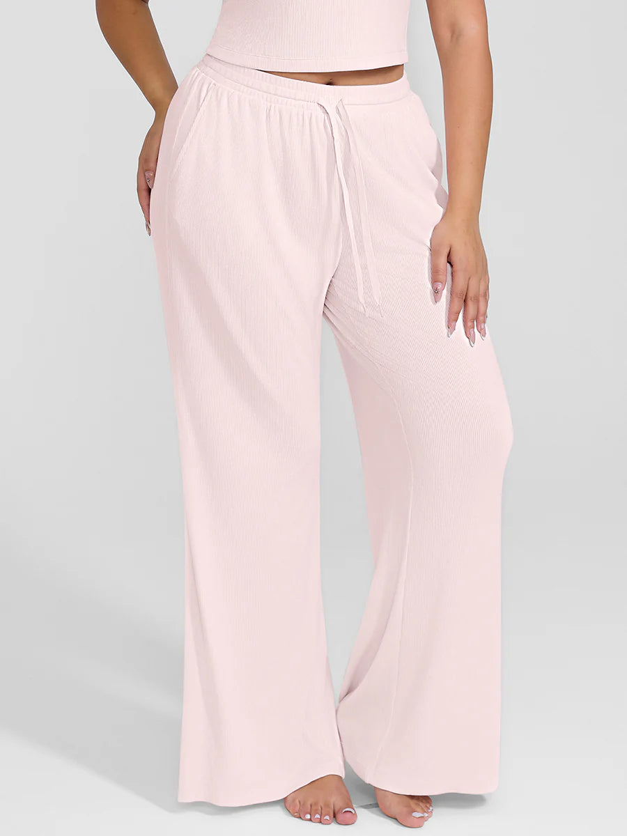 Curvehaus Modal Ribbed Wide Leg Lounge Pants