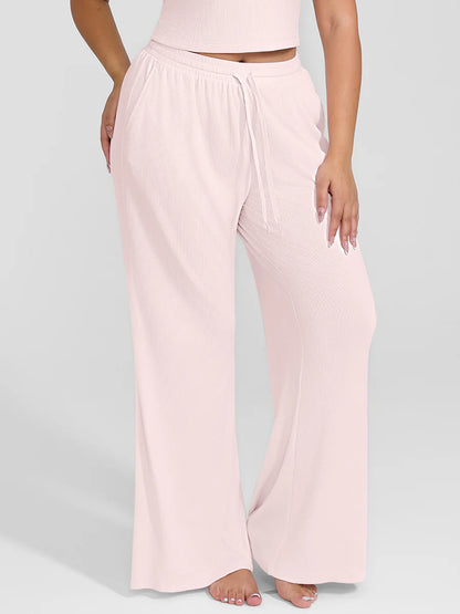 Curvehaus Modal Ribbed Wide Leg Lounge Pants