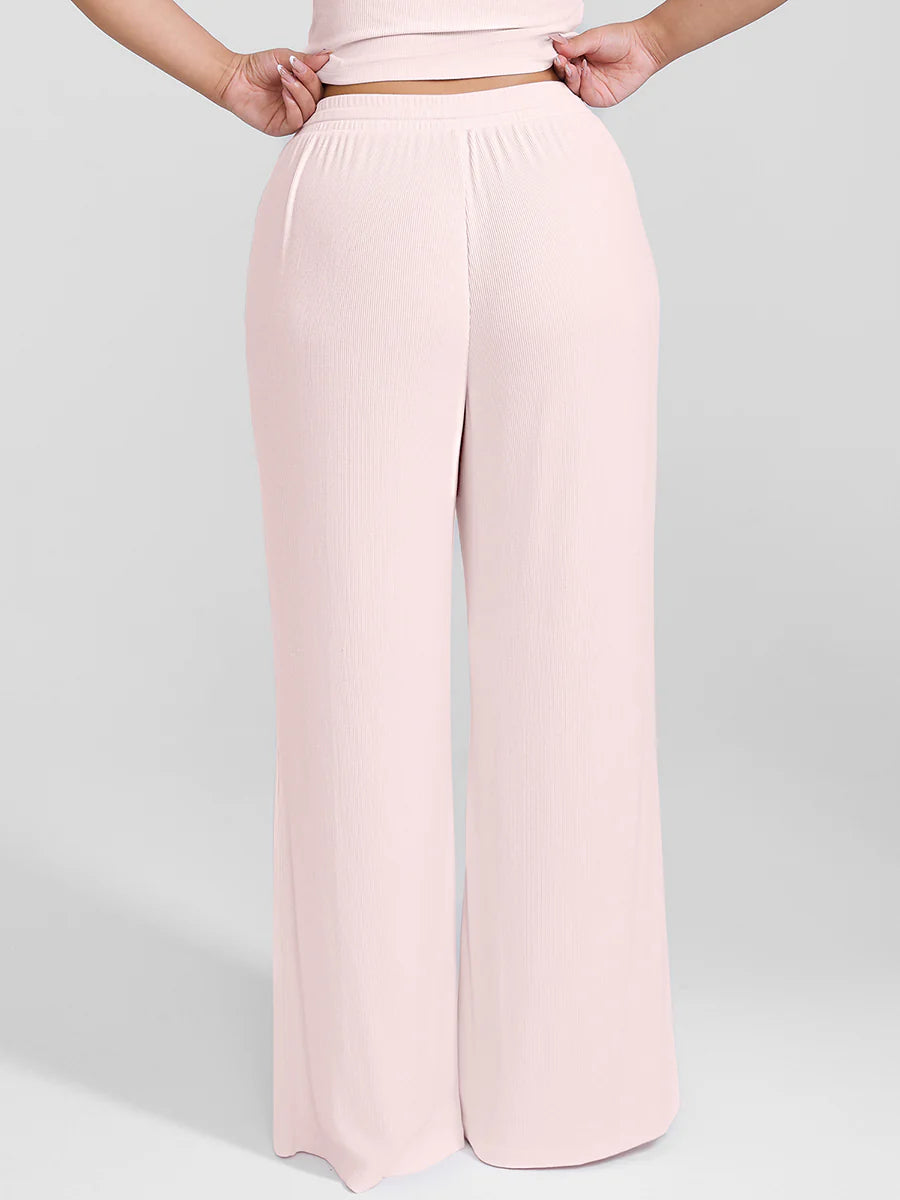 Curvehaus Modal Ribbed Wide Leg Lounge Pants
