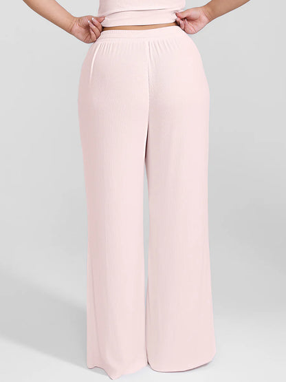 Curvehaus Modal Ribbed Wide Leg Lounge Pants