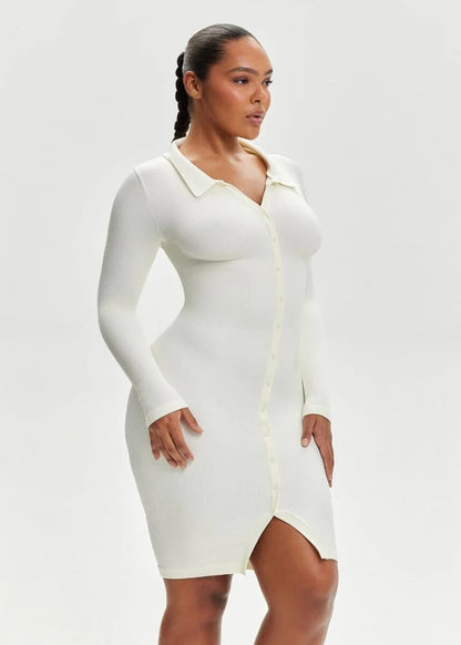 Curvehaus Snatched Knit Midi Shirt Dress