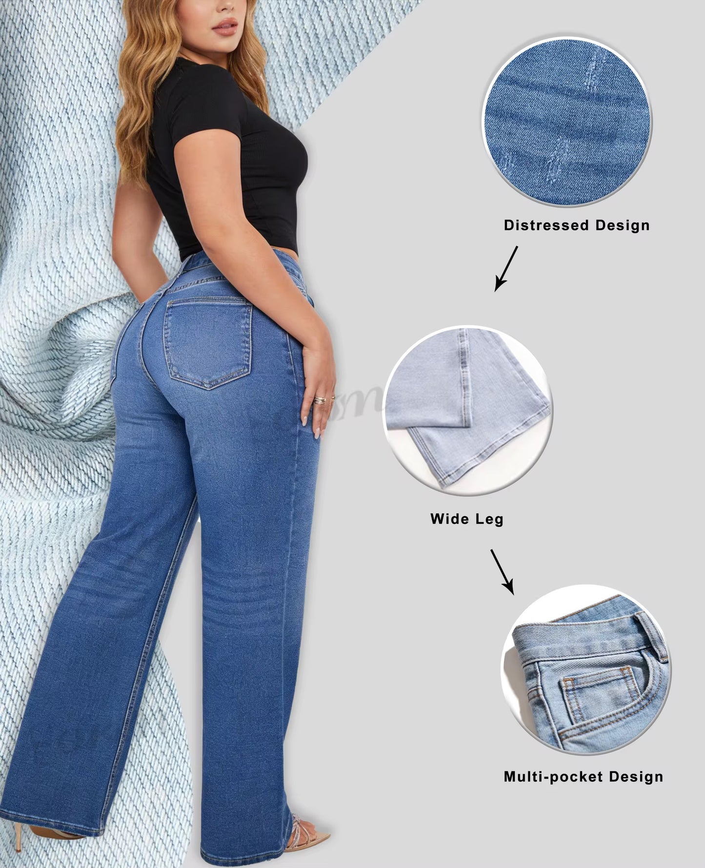 Curvehaus PeachLift™ Mid- Low rise jeans